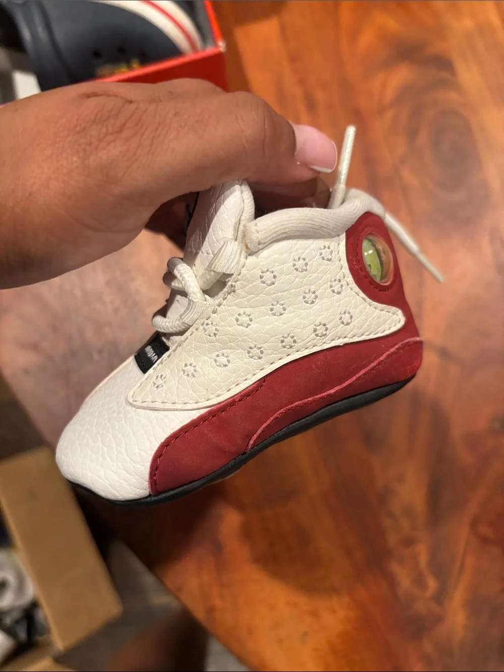 Jordan 13 Baby Shoes - White with Red Accent